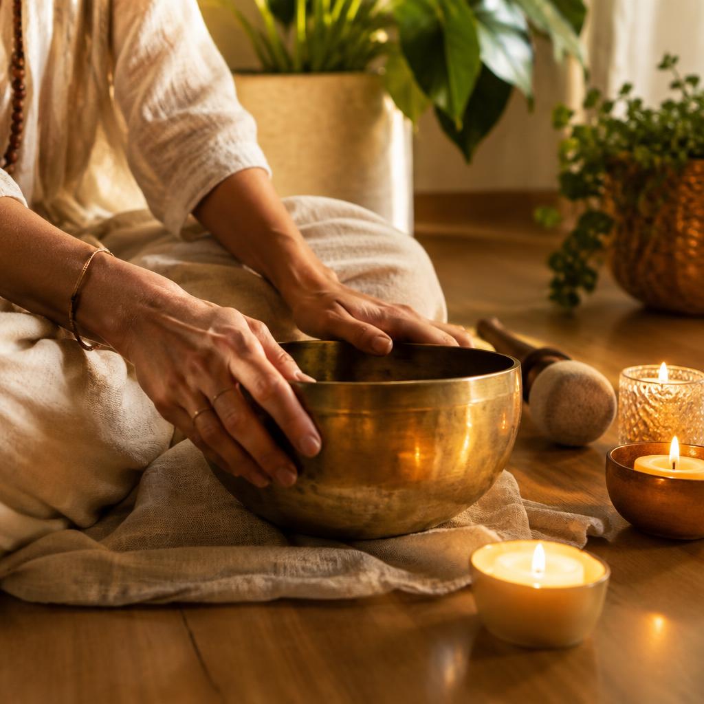 Two hands resting gently together in warm light, the quiet gesture of an energy healing session